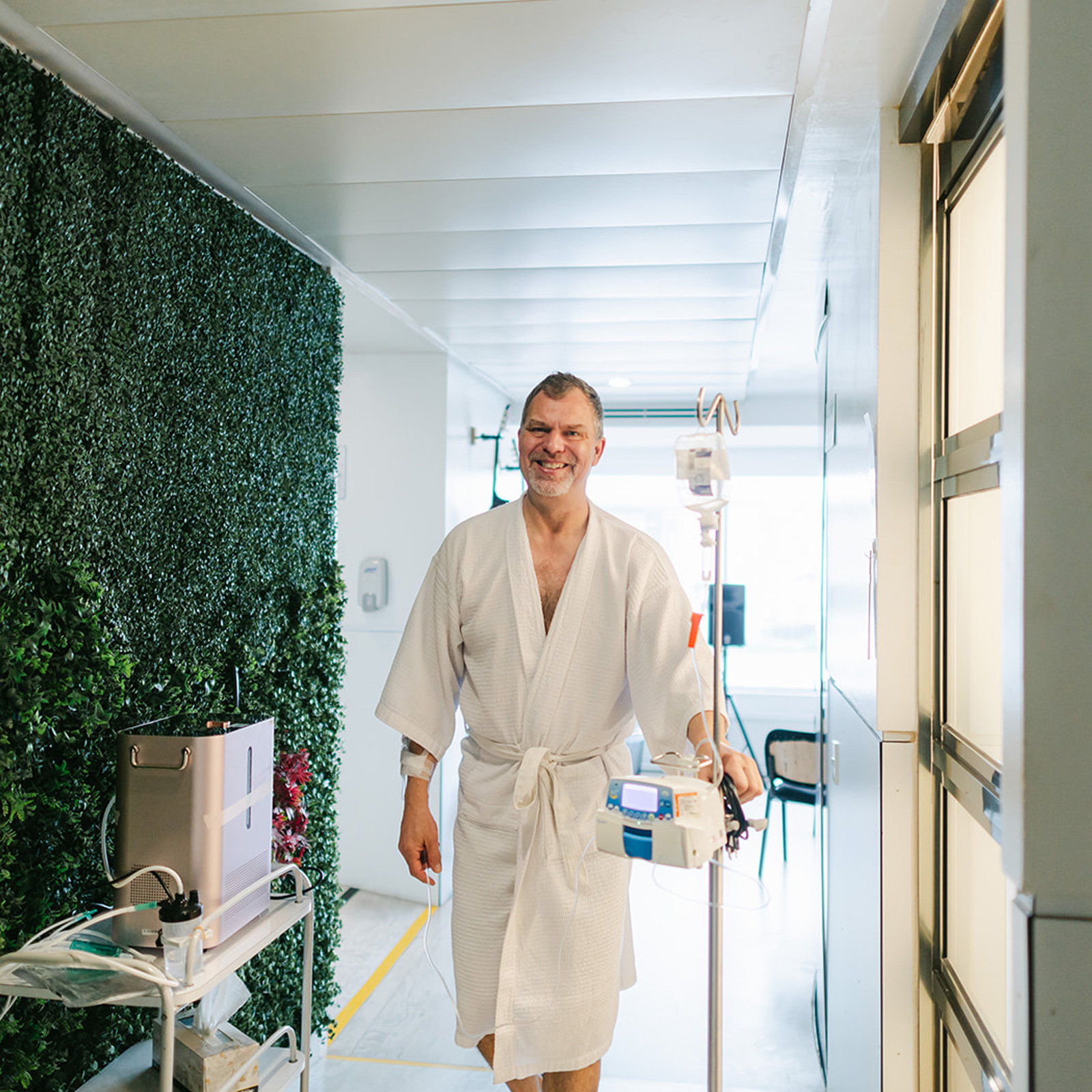 A patient walking at Hope4Cancer