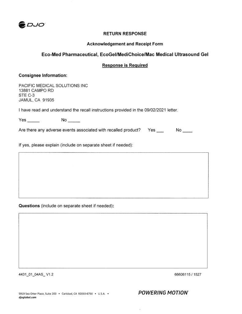 Djo Conductor Gel Recall Notice Page 4